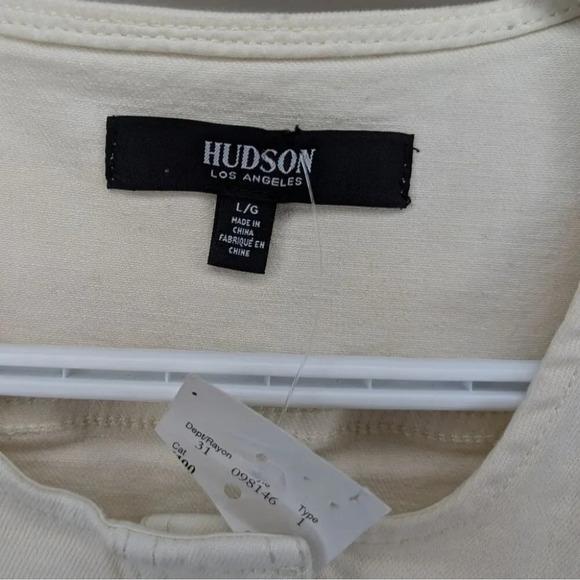 NWT Hudson Women's Cut In Denim Dress Button Down Ecru Sleeveless Knee Length L - Picture 4 of 10